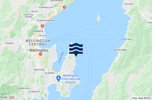 Mapa da tábua de marés em Karaka Bay, New Zealand