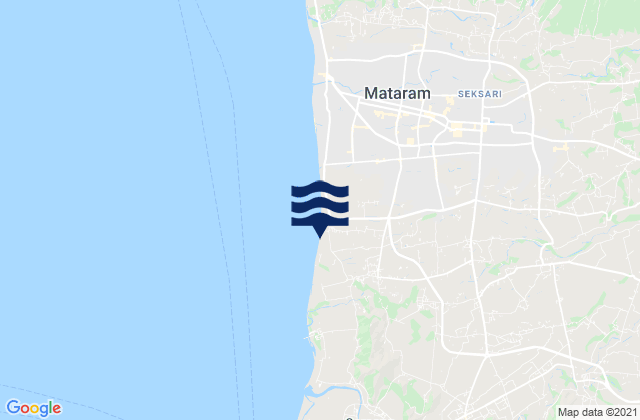 Mapa da tábua de marés em Karang Kuripan, Indonesia