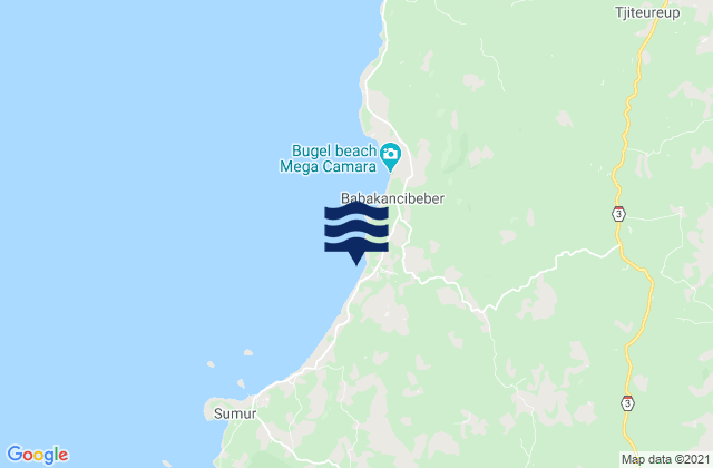 Mapa da tábua de marés em Karangbolong, Indonesia