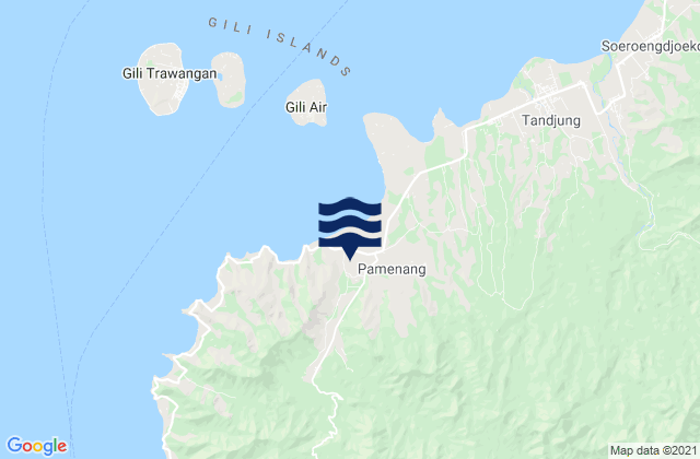 Mapa da tábua de marés em Karangsubagan, Indonesia