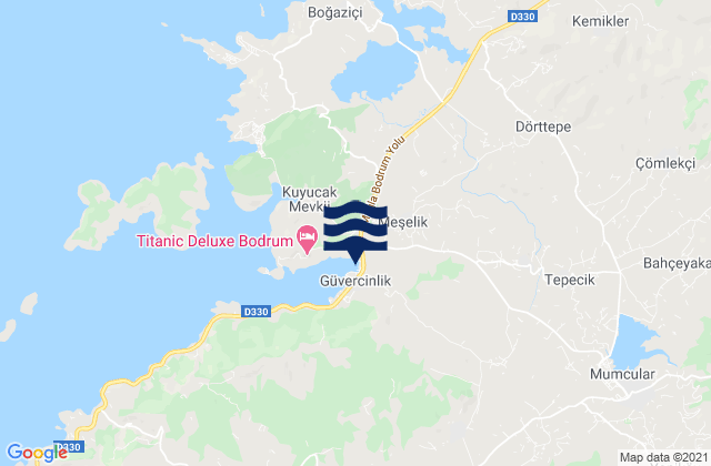 Mapa da tábua de marés em Karaova, Turkey