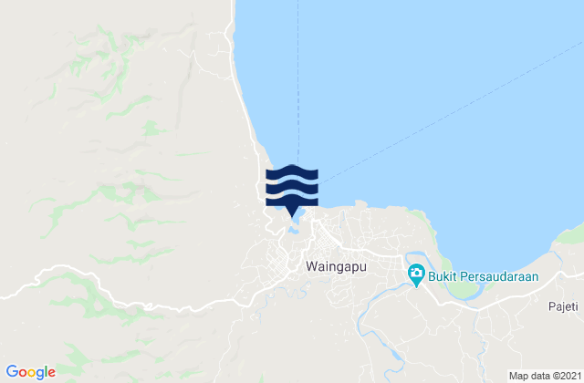 Mapa da tábua de marés em Karara, Indonesia