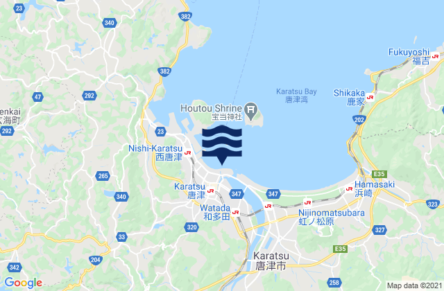Mapa da tábua de marés em Karatsu, Japan