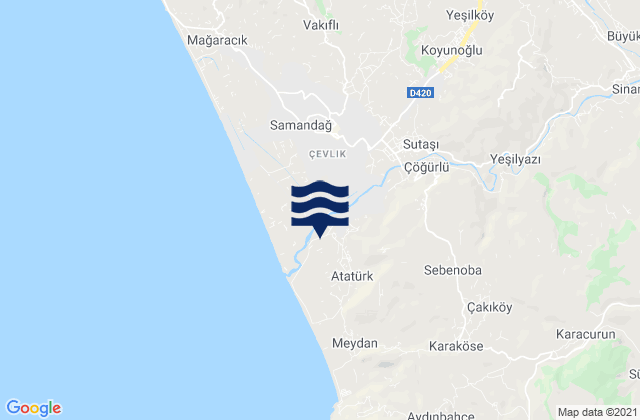 Mapa da tábua de marés em Karaçay, Turkey