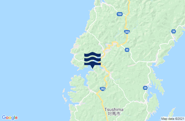 Mapa da tábua de marés em Kario, Japan