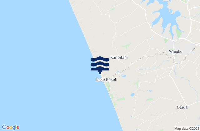 Mapa da tábua de marés em Karioitahi Beach, New Zealand