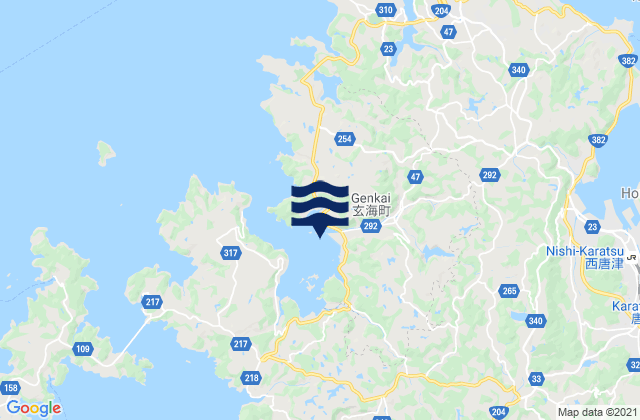 Mapa da tábua de marés em Kariya (Saga), Japan
