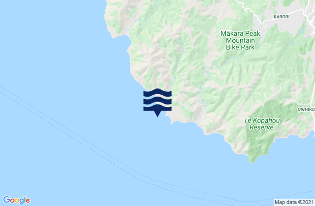 Mapa da tábua de marés em Karori Rock Light, New Zealand