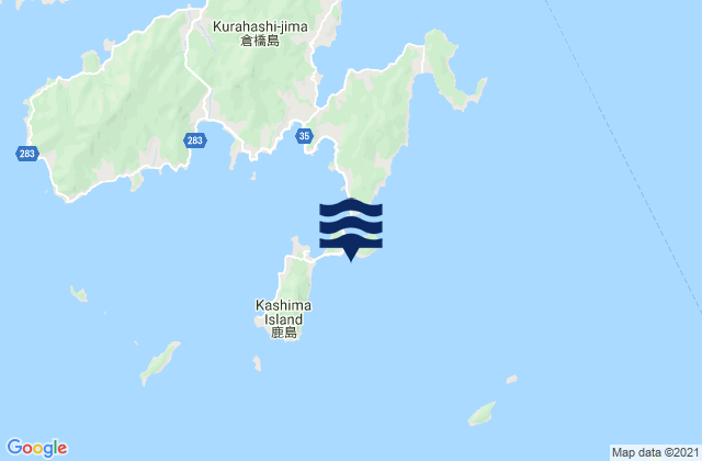 Mapa da tábua de marés em Karoto Koseto, Japan