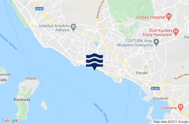 Mapa da tábua de marés em Kartal, Turkey
