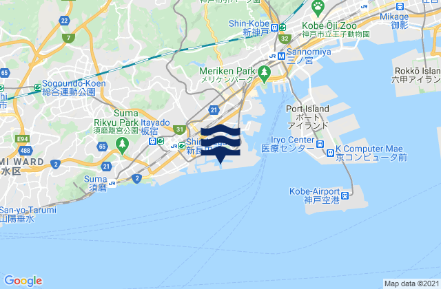 Mapa da tábua de marés em Karumo Sima, Japan