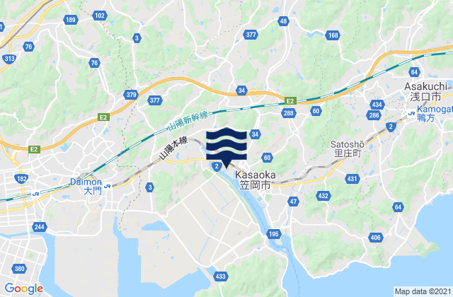 Mapa da tábua de marés em Kasaoka Shi, Japan