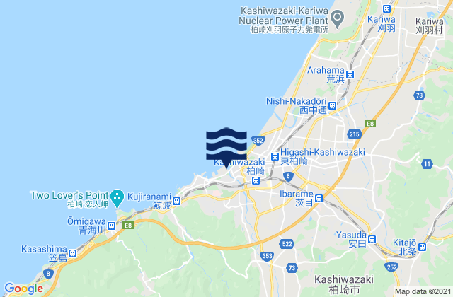 Mapa da tábua de marés em Kashiwazaki Shi, Japan