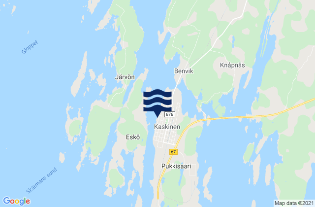Mapa da tábua de marés em Kaskinen, Finland