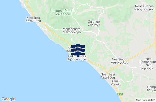 Mapa da tábua de marés em Kastrosikia, Greece