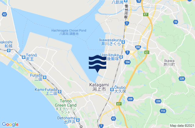 Mapa da tábua de marés em Katagami-shi, Japan