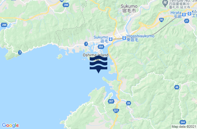 Mapa da tábua de marés em Katasima (Sukumo Wan), Japan