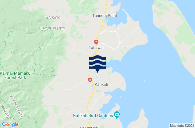 Mapa da tábua de marés em Katikati, New Zealand