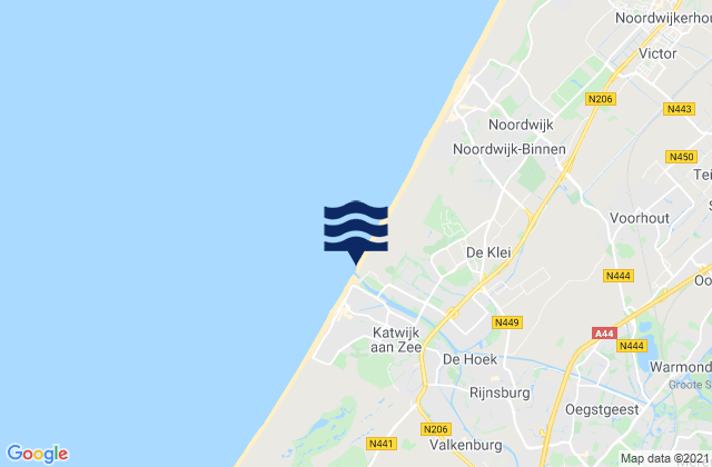 Mapa da tábua de marés em Katwijk aan den Rijn, Netherlands