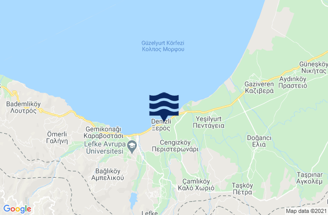Mapa da tábua de marés em Katýdata, Cyprus