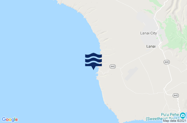 Mapa da tábua de marés em Kaumalapau (Lanai Island), United States