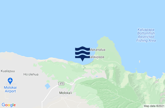 Mapa da tábua de marés em Kaunakakai, United States