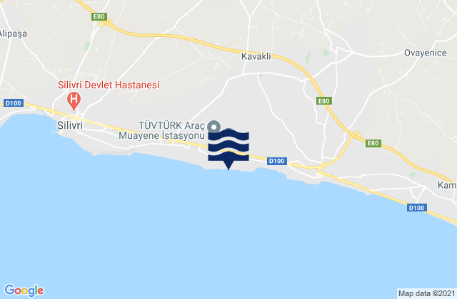 Mapa da tábua de marés em Kavaklı, Turkey