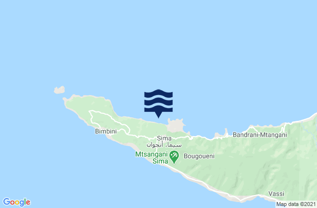 Mapa da tábua de marés em Kavani, Comoros