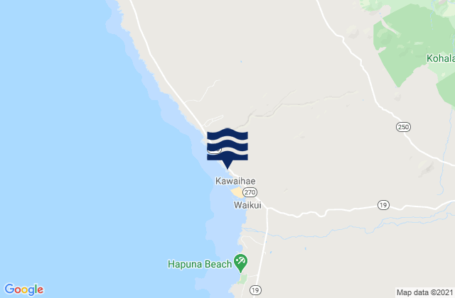 Mapa da tábua de marés em Kawaihae, United States