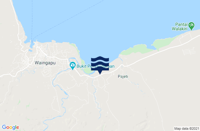Mapa da tábua de marés em Kawangu Satu, Indonesia