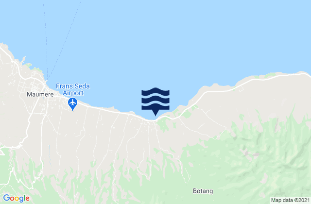 Mapa da tábua de marés em Kawapante, Indonesia