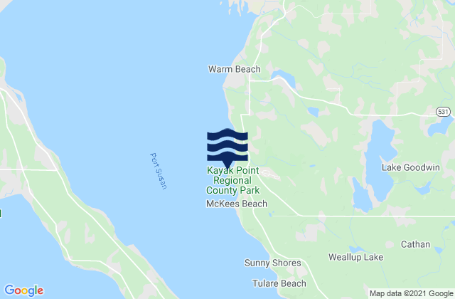 Mapa da tábua de marés em Kayak Point, United States