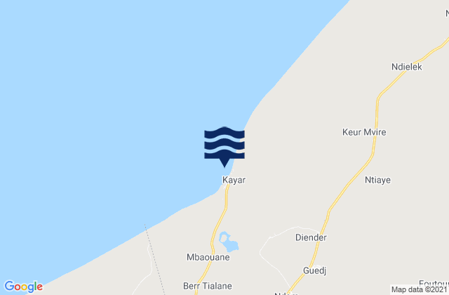 Mapa da tábua de marés em Kayar, Senegal