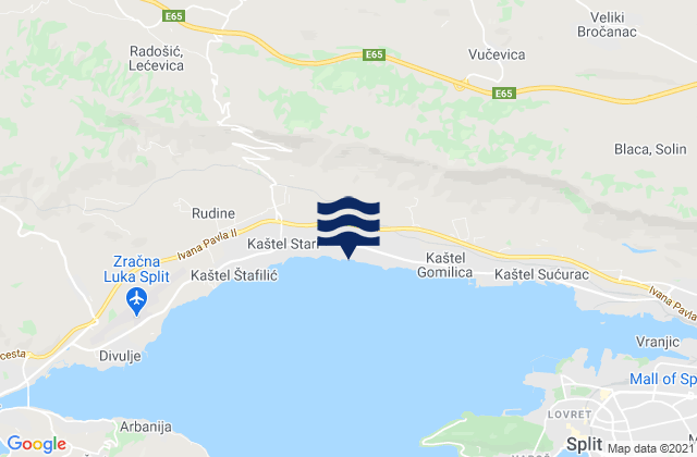 Mapa da tábua de marés em Kaštel Lukšić, Croatia