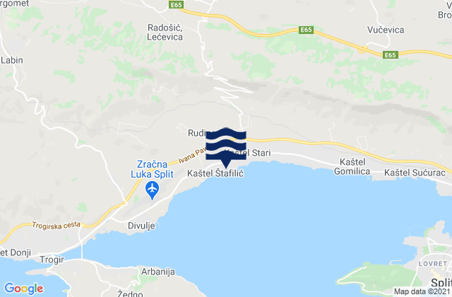 Mapa da tábua de marés em Kaštel Štafilić, Croatia