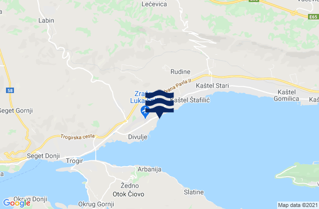 Mapa da tábua de marés em Kaštela, Croatia