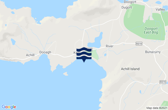 Mapa da tábua de marés em Keel Bay, Ireland
