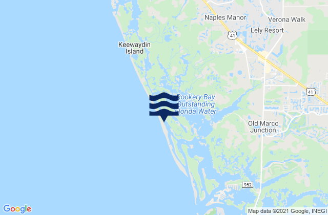 Mapa da tábua de marés em Keewaydin Island (Inside), United States