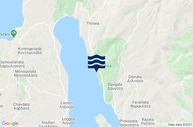 Mapa da tábua de marés em Kefallonia Regional Unit, Greece