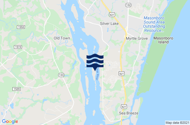 Mapa da tábua de marés em Keg Island, United States