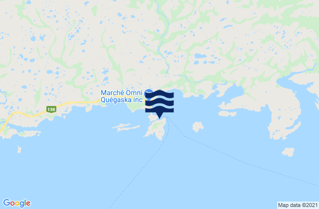 Mapa da tábua de marés em Kegaska, Canada
