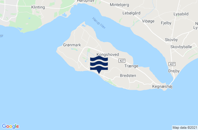 Mapa da tábua de marés em Kegnæs, Denmark