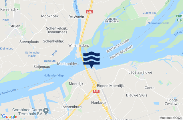 Mapa da tábua de marés em Keizersveer, Netherlands