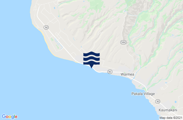 Mapa da tábua de marés em Kekaha, United States
