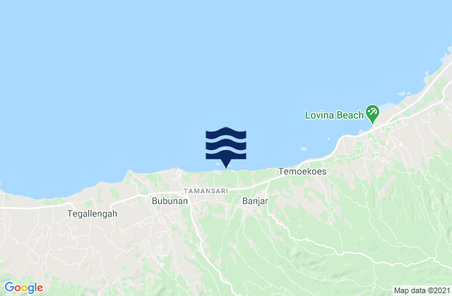 Mapa da tábua de marés em Kelodan, Indonesia