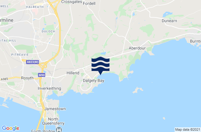 Mapa da tábua de marés em Kelty, United Kingdom
