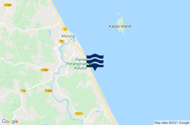 Mapa da tábua de marés em Kelulut (Marang), Malaysia