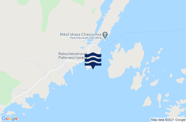 Mapa da tábua de marés em Kem Popov Island, Russia