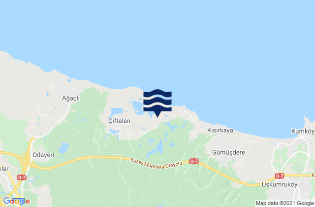 Mapa da tábua de marés em Kemerburgaz, Turkey