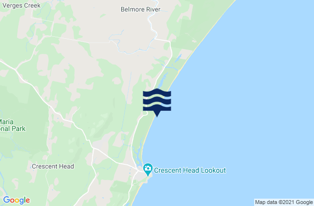 Mapa da tábua de marés em Kempsey, Australia